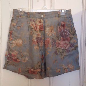 Floral linen shorts